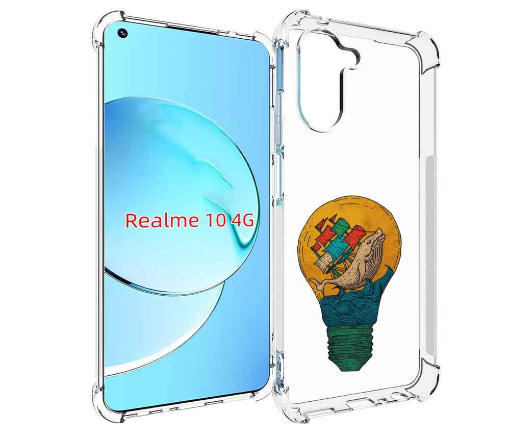 

Чехол MyPads кит в лампочке с парусами для Realme 10, Прозрачный, Tocco