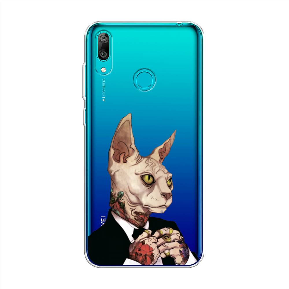 

Чехол Awog на Huawei Y7 2019 "Татуированный сфинкс", Бежевый;черный;красный, 68450-7