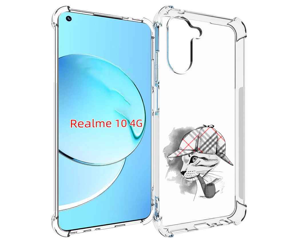 Чехол MyPads кошка с трубкой для Realme 10