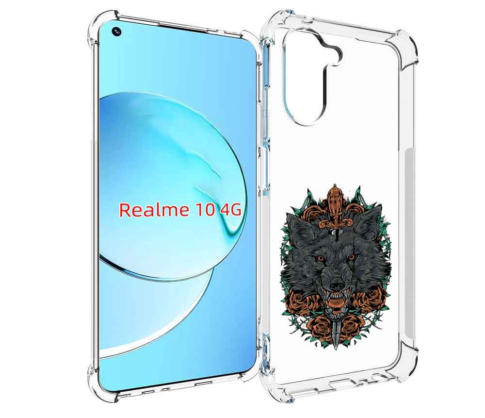 

Чехол MyPads красивый злой волк для Realme 10, Прозрачный, Tocco