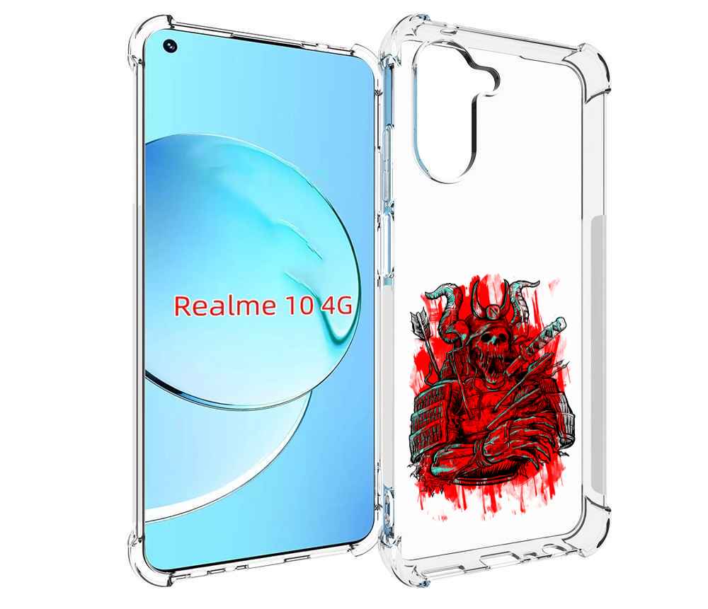 

Чехол MyPads красный скелет воин для Realme 10, Прозрачный, Tocco