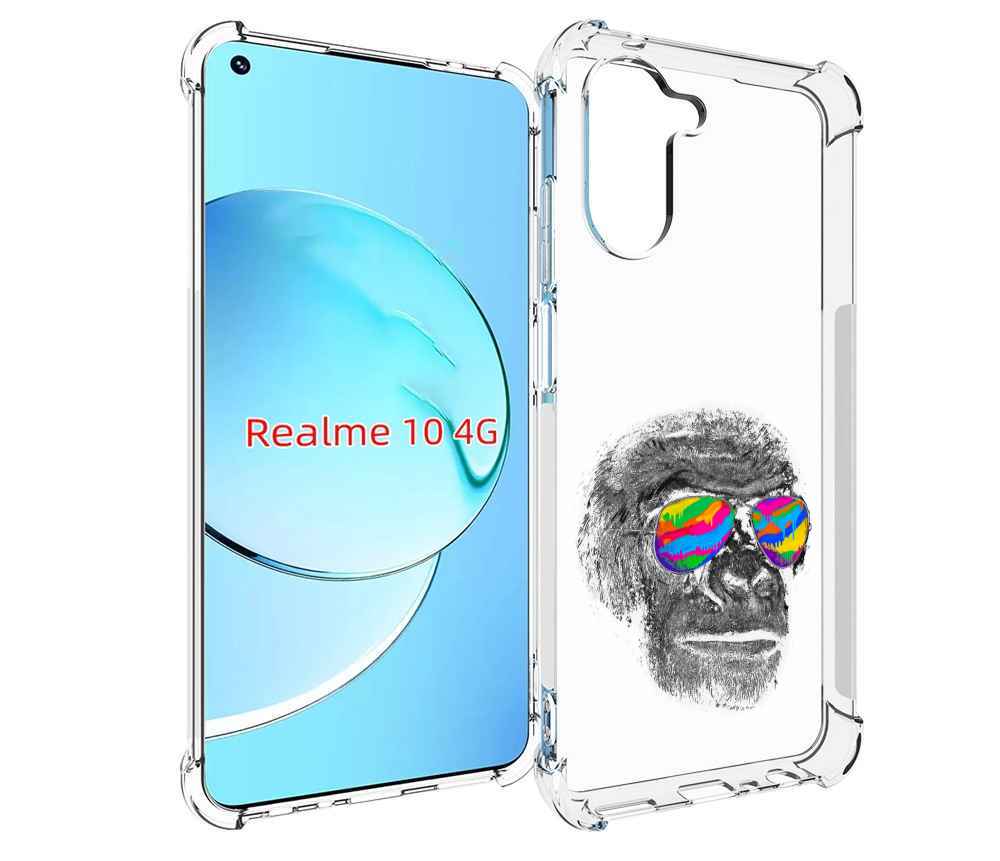 

Чехол MyPads крутая обезьяна в очках для Realme 10, Прозрачный, Tocco
