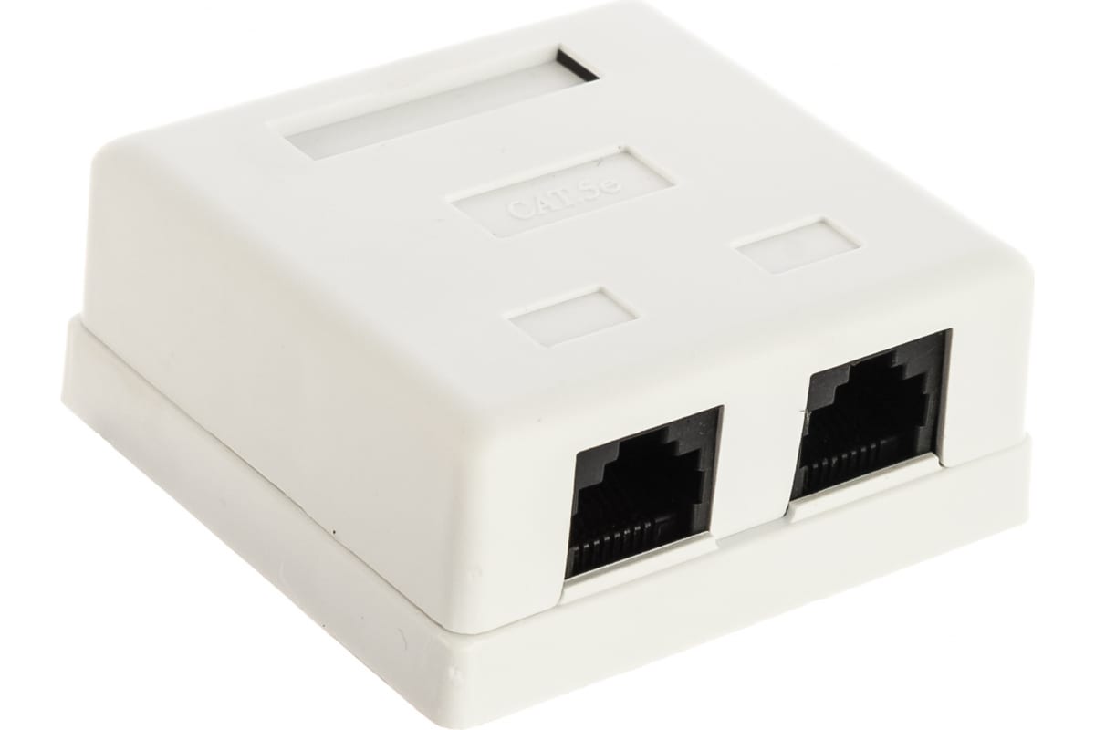 

Розетка настенная, 2 порта RJ-45, категория 5е, белая, TWT-SM2-4545-WH