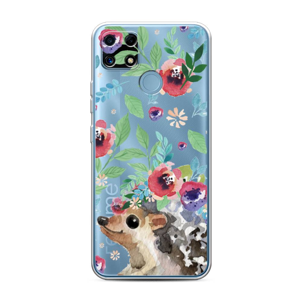 

Чехол Awog на Realme C25/C25s "Ежик в цветах акварель", Разноцветный, 256950-2