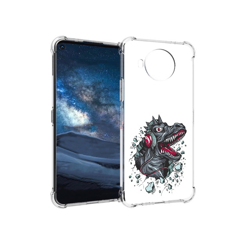 

Чехол MyPads Tocco для Nokia 8.3 Нарисованный динозавр в наушниках (PT227053.110.124), Прозрачный, Tocco