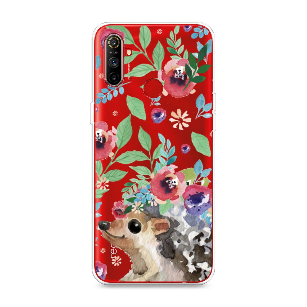 

Чехол Awog на Realme C3 "Ежик в цветах акварель", Разноцветный, 253050-2