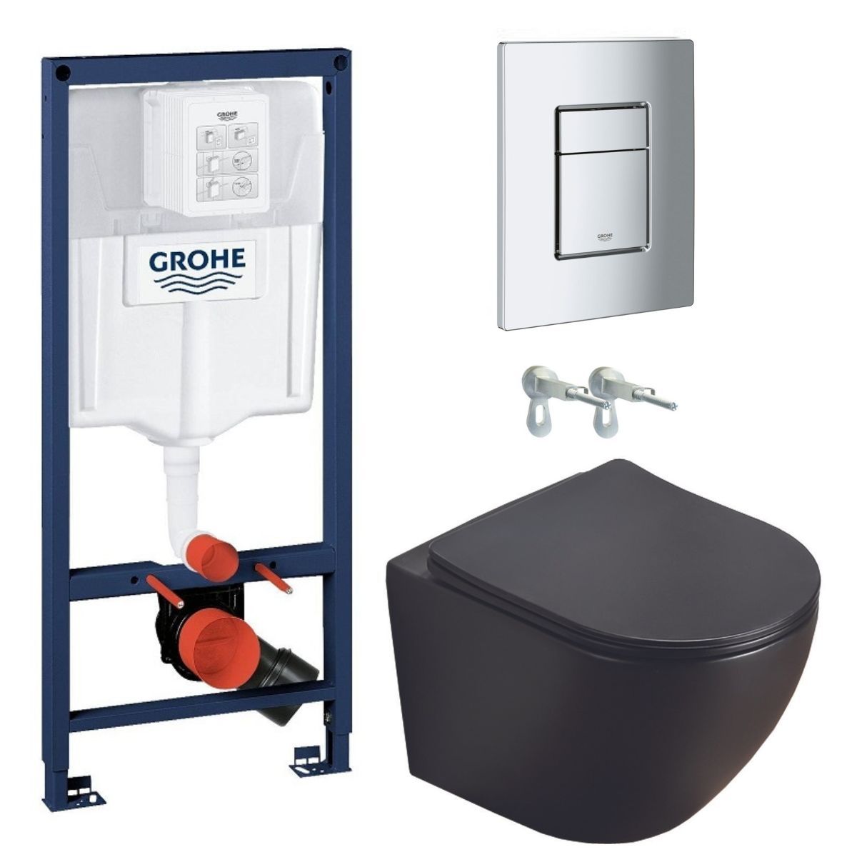 фото Инсталляция grohe rapid sl с подвесным унитазом azario grado-black