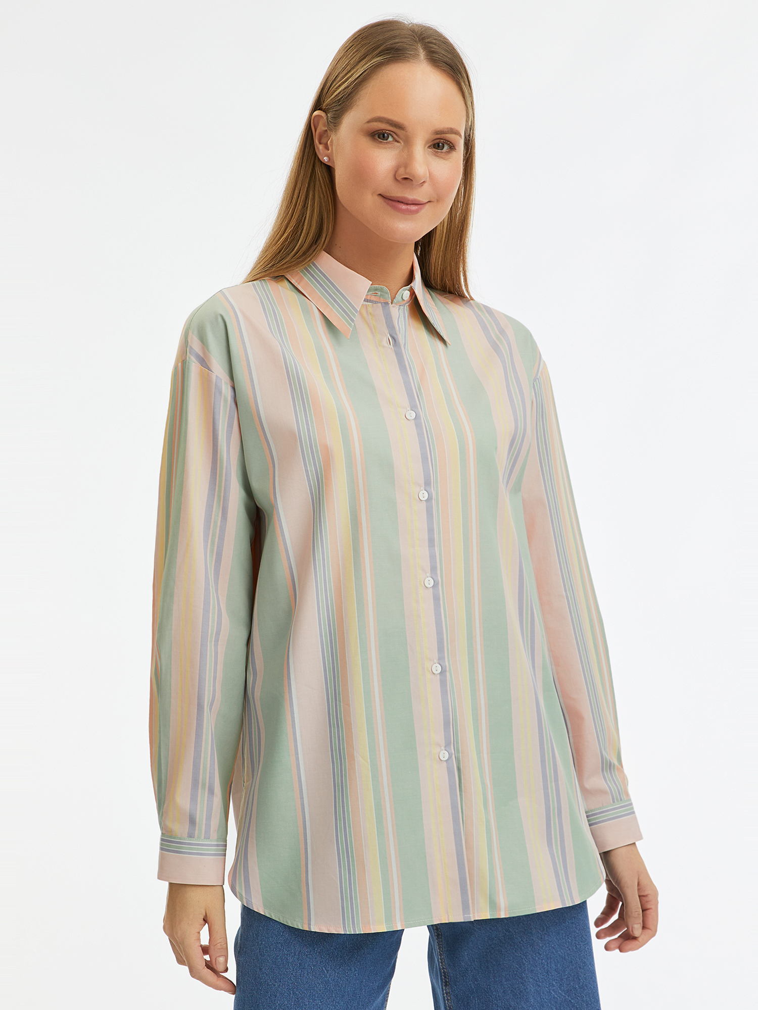 Рубашка женская oodji 13K11041-3 зеленая 40