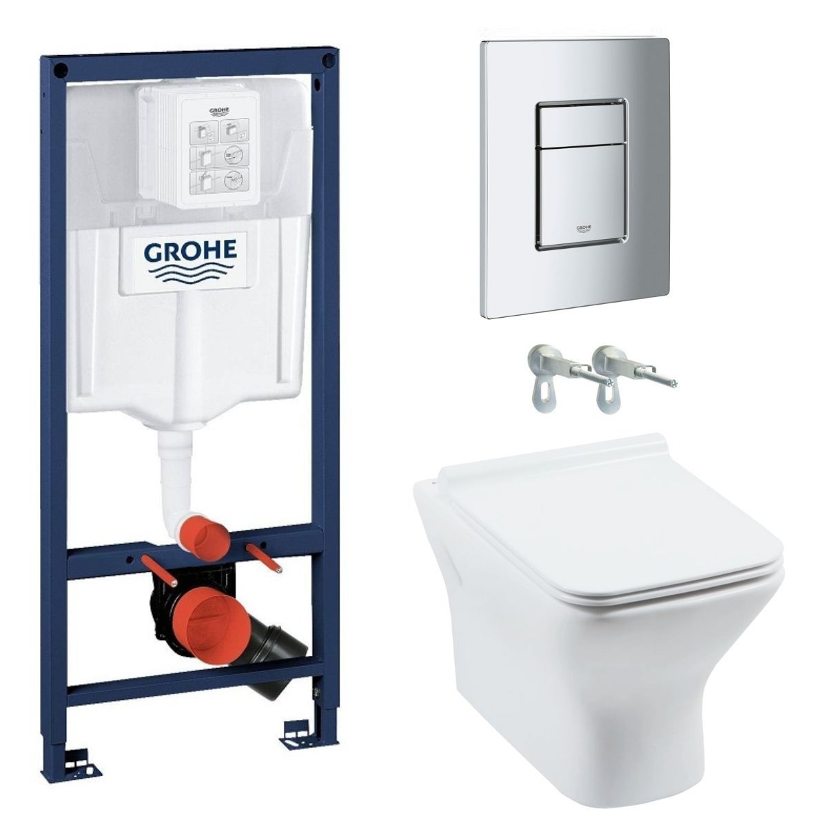 фото Инсталляция grohe rapid sl с подвесным унитазом aquanet cube-w