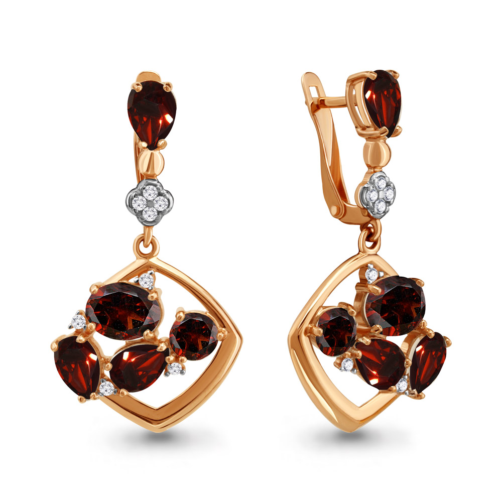 

Серьги из серебра с гранатом Aquamarine 4706903А_925_з, 4706903А_925_з
