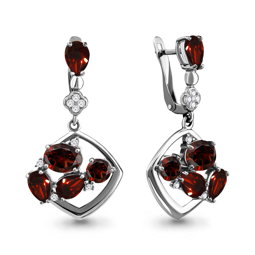 

Серьги из серебра с гранатом Aquamarine 4706903А_925_р, 4706903А_925_р