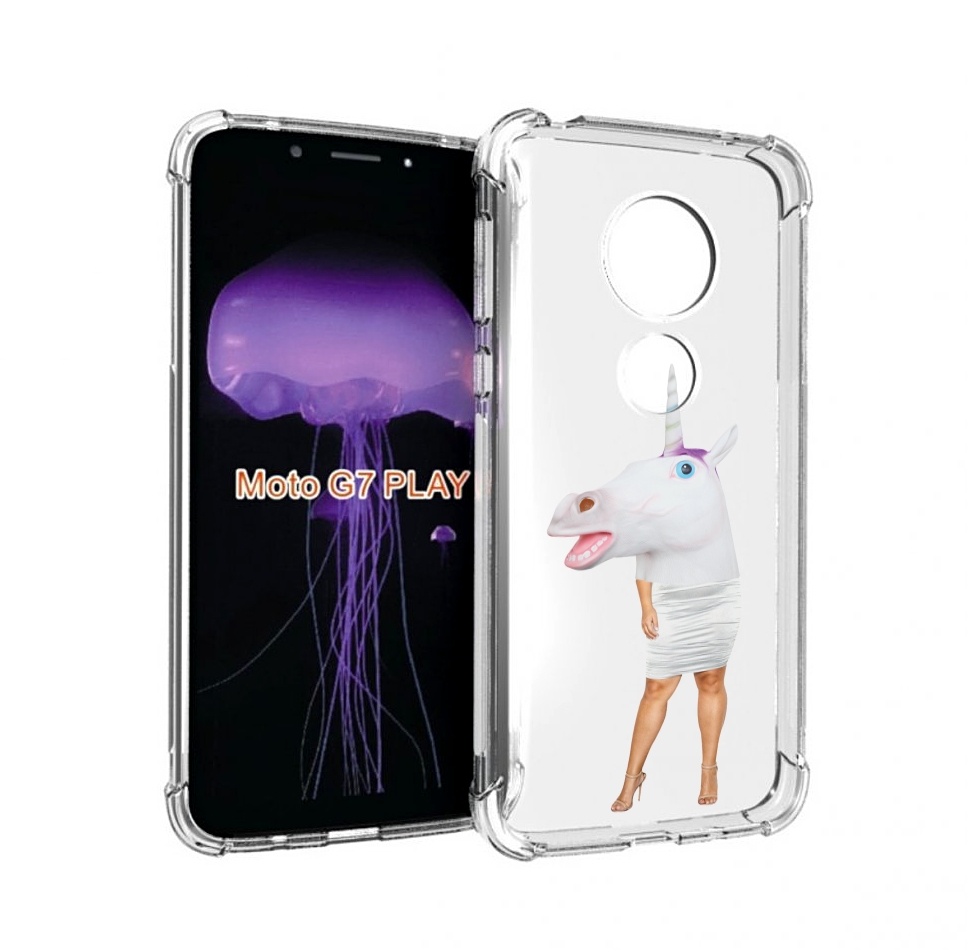 

Чехол MyPads голова-единорога для Motorola Moto G7 Play, Прозрачный, Tocco