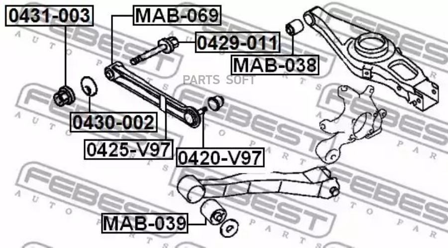 

FEBECT 0430002 0430002_шайба-эксцентрик!\ Mitsubishi Pajero IV 06>