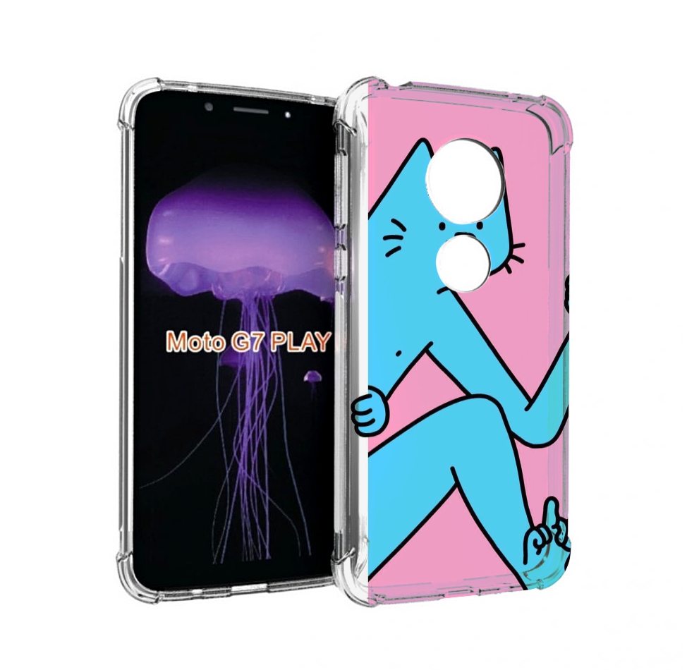 

Чехол MyPads голубой кот в дверце для Motorola Moto G7 Play, Прозрачный, Tocco