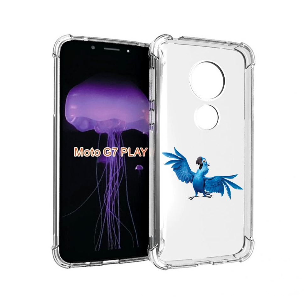 

Чехол MyPads голубой-попугайчик для Motorola Moto G7 Play, Прозрачный, Tocco