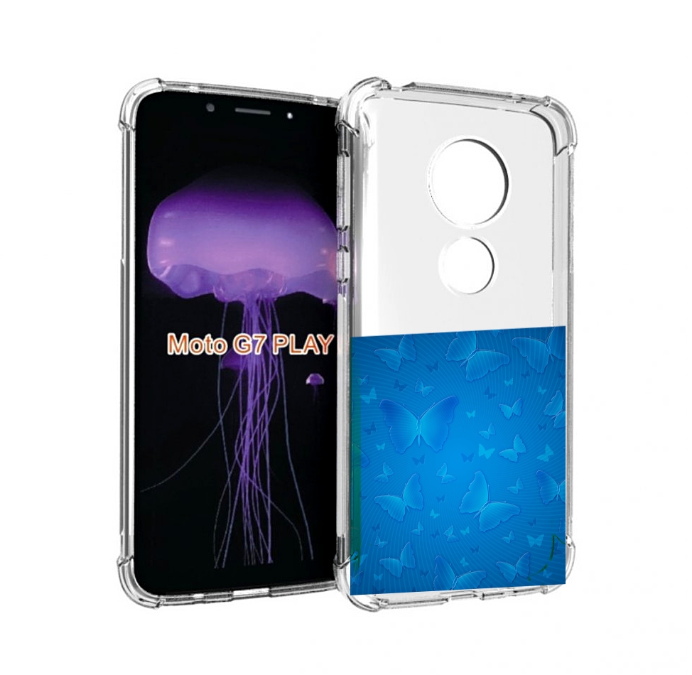 

Чехол MyPads голубые-бабочки для Motorola Moto G7 Play, Прозрачный, Tocco