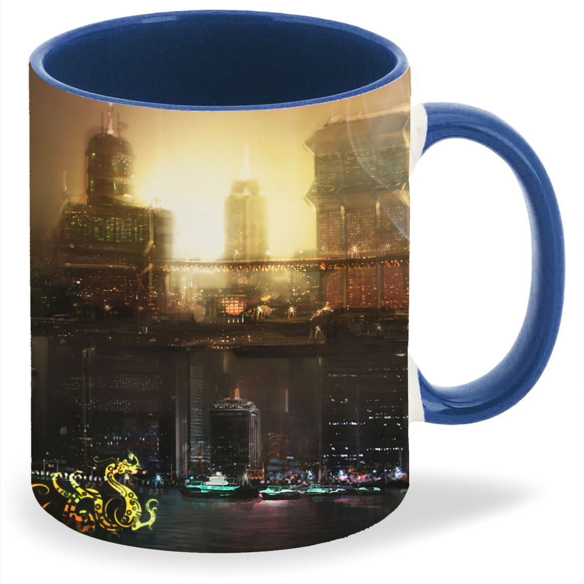 

Кружка лазурная CoolPodarok deus ex 3 Мужчина на фоне город