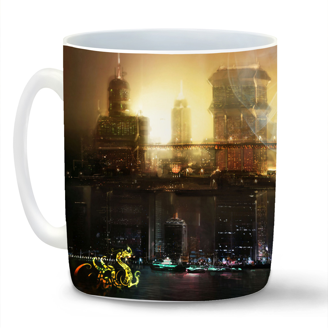 

Кружка белая CoolPodarok deus ex 3 Мужчина на фоне город