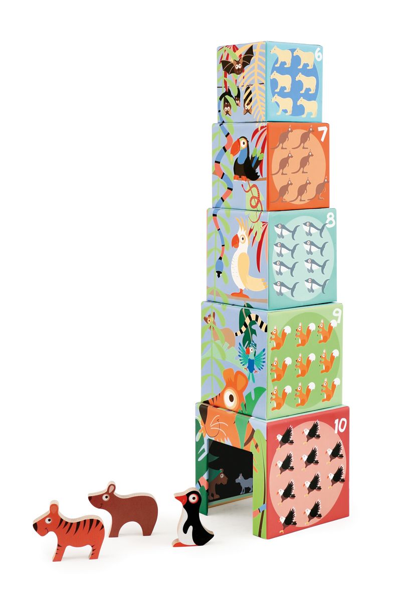 Кубики Scratch Башня Животные мира С фигурками