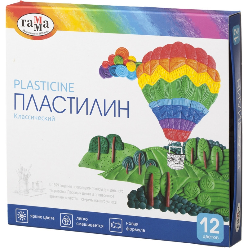 

Пластилин Гамма КЛАССИЧЕСКИЙ 12 цв, со стеком, к/к 240 г, 281033, (2шт.), Разноцветный