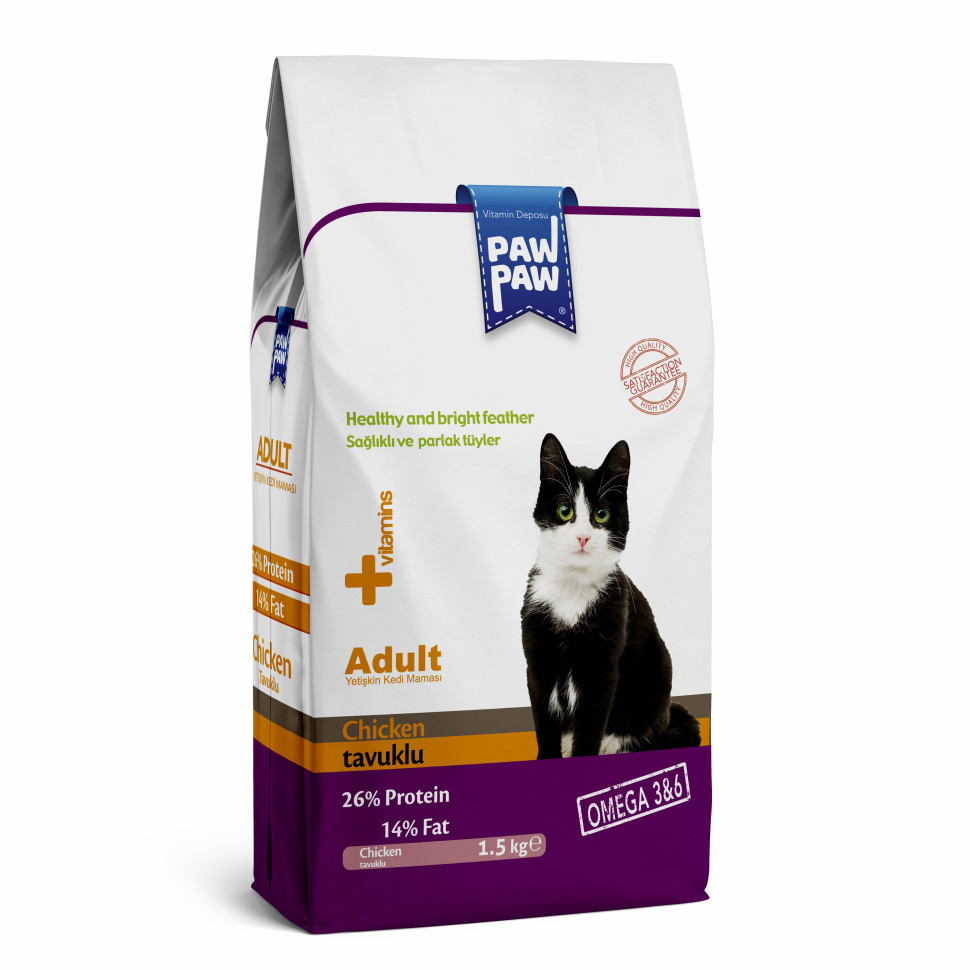 

Сухой корм для кошек Pawpaw Adult Cat Food with Chicken с курицей, 1.5 кг