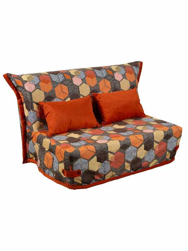 Диван-кровать Союз Мебель 120 см, коралловый текстильный двухместный