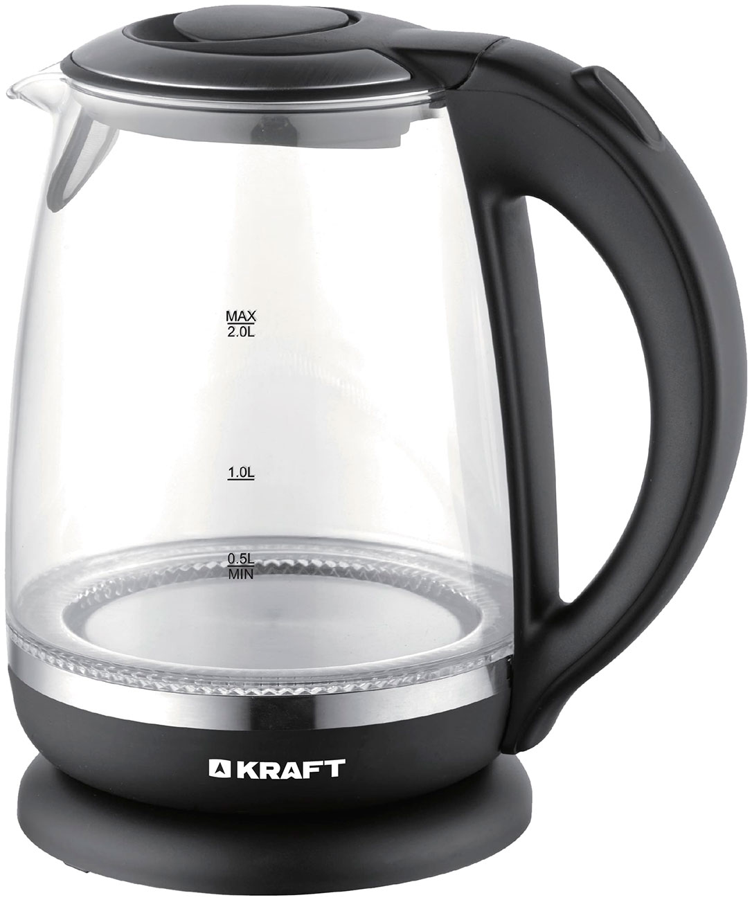 Чайник электрический KRAFT KF-KG2018BL 1.7 л черный, прозрачный
