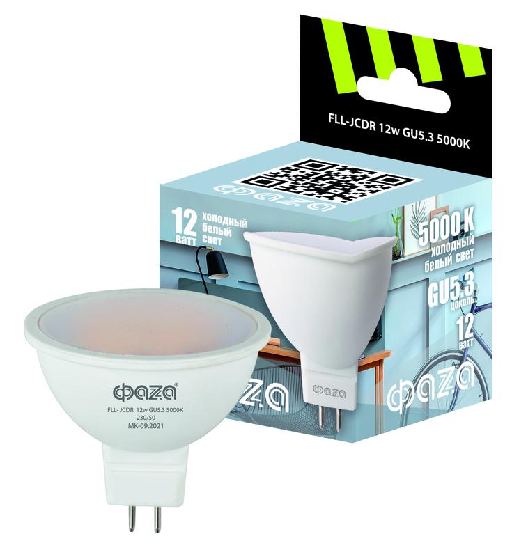 

Лампа светодиодная LED 12Вт 5000K GU5.3 230/50 ФАZА | код 5038714 | JazzWay 1 шт.