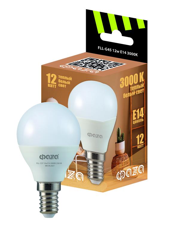 

Лампа светодиодная LED 12Вт E14 3000K шар 230/50 ФАZА | код 5038561 | JazzWay 1 шт.