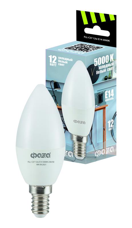 

Лампа светодиодная LED 12Вт E14 5000K свеча 230/50 ФАZА | код 5038530 | JazzWay 1 шт.