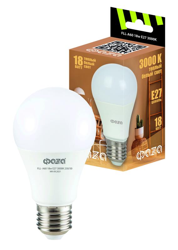 

Лампа светодиодная LED 18Вт E27 3000K груша 230/50 ФАZА | код 5038387 | JazzWay 1 шт.