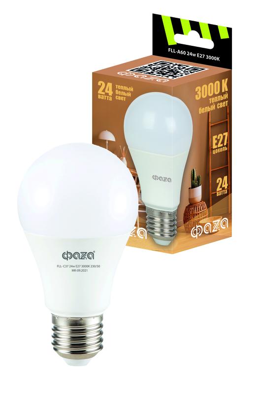 

Лампа светодиодная LED 24Вт E27 3000K груша 230/50 ФАZА | код 5038448 | JazzWay 1 шт.