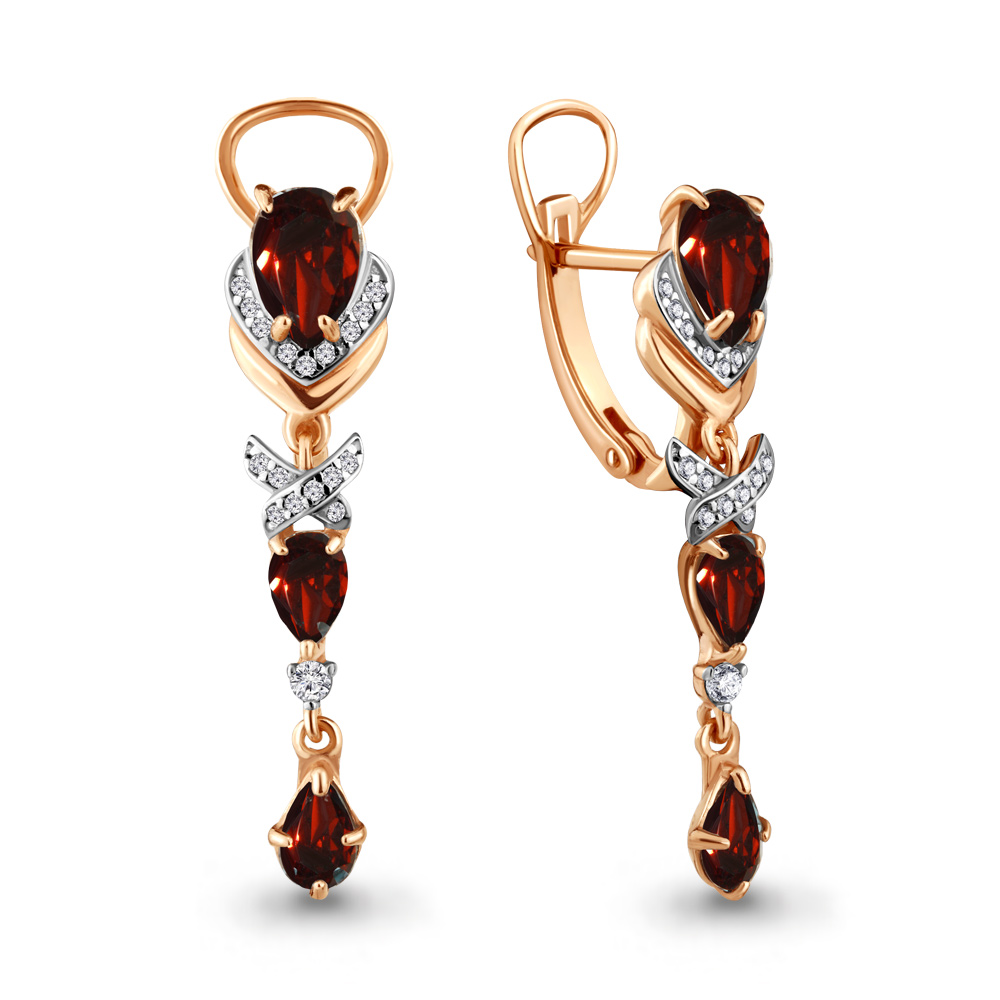 

Серьги из серебра с гранатом Aquamarine 4707503А_925_з, 4707503А_925_з