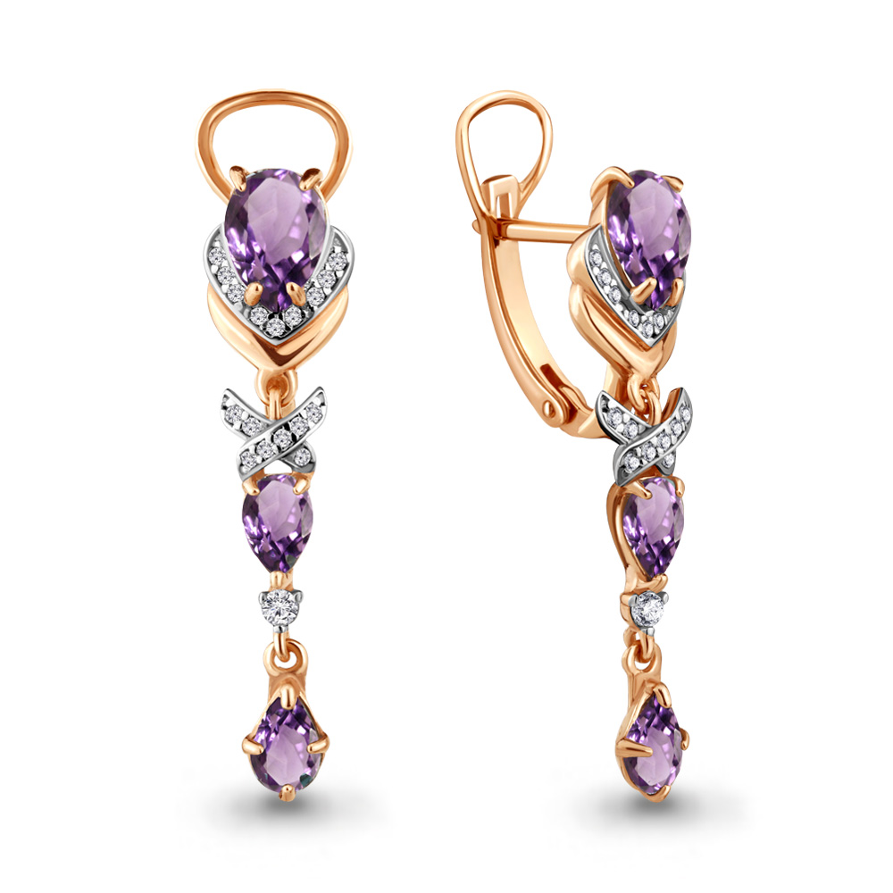 

Серьги из серебра с аметистом Aquamarine 4707504А_925_з, 4707504А_925_з