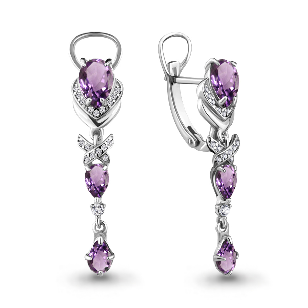 

Серьги из серебра с аметистом Aquamarine 4707504А_925_р, 4707504А_925_р