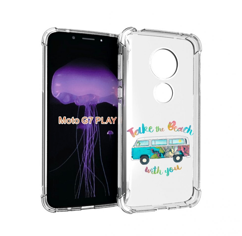 

Чехол MyPads Хиппи автобус для Motorola Moto G7 Play, Прозрачный, Tocco