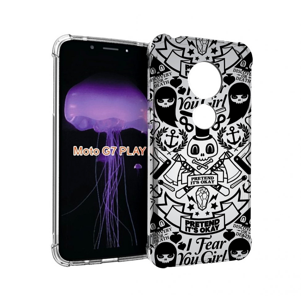 

Чехол MyPads готический-принт для Motorola Moto G7 Play, Прозрачный, Tocco