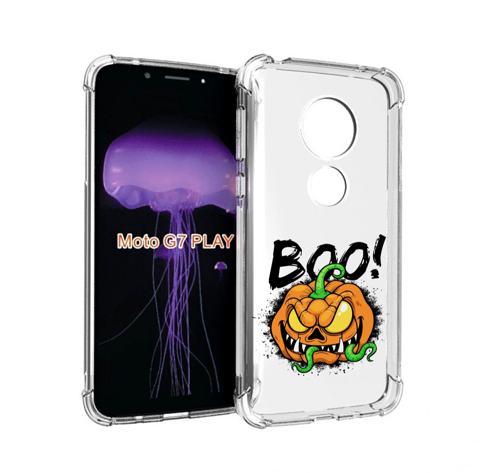 

Чехол MyPads Хэллоуин бу для Motorola Moto G7 Play, Прозрачный, Tocco