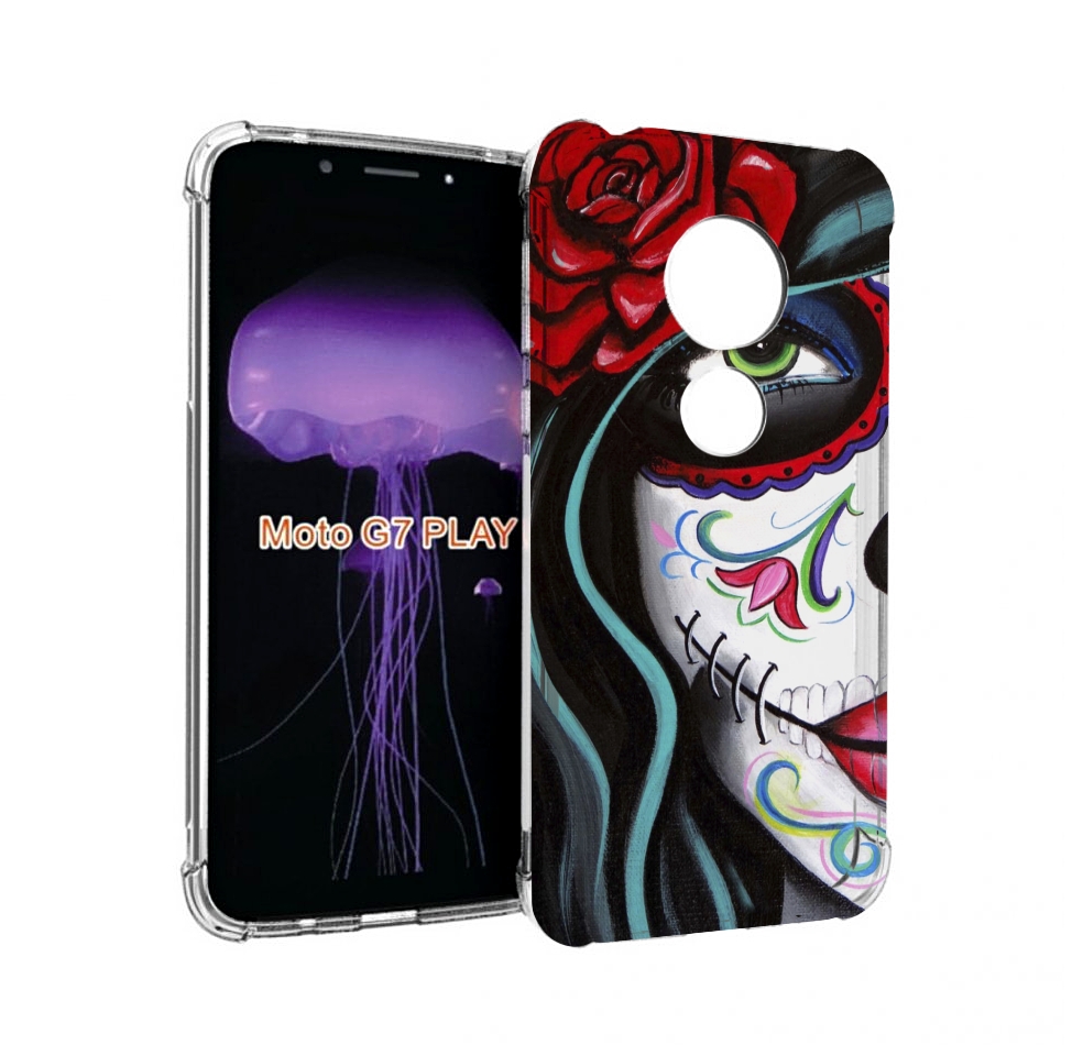 

Чехол MyPads девушка в масочке расписная женский для Motorola Moto G7 Play, Прозрачный, Tocco