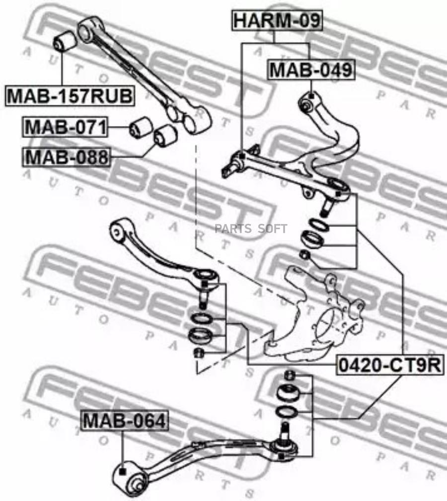 

FEBECT MAB157RUB САЙЛЕНТБЛОК ЗАДНЕГО ПОПЕРЕЧНОГО РЫЧАГА MAB-157RUB