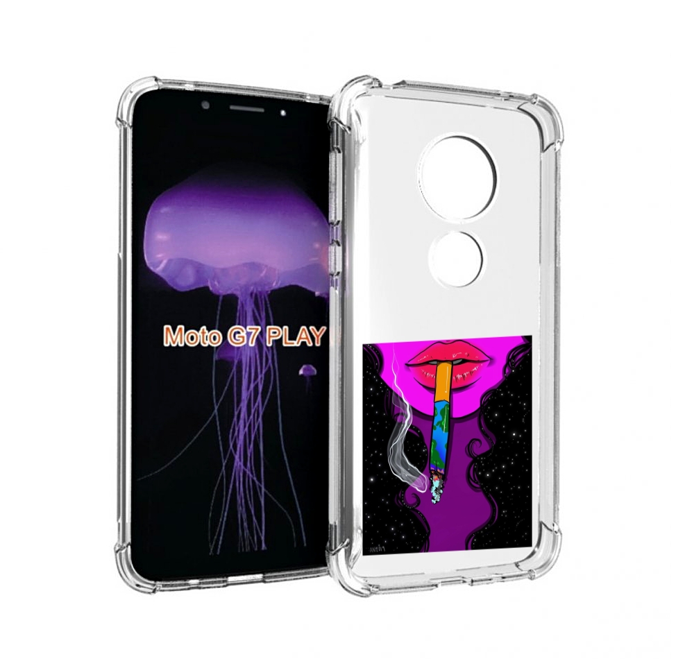 

Чехол MyPads девушка курит землю женский для Motorola Moto G7 Play, Прозрачный, Tocco