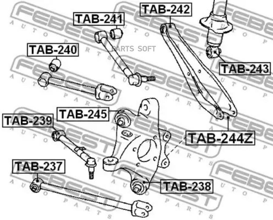 

FEBECT TAB242 TAB-242_сайлентблок задней тяги!\ Lexus IS 250 05-13