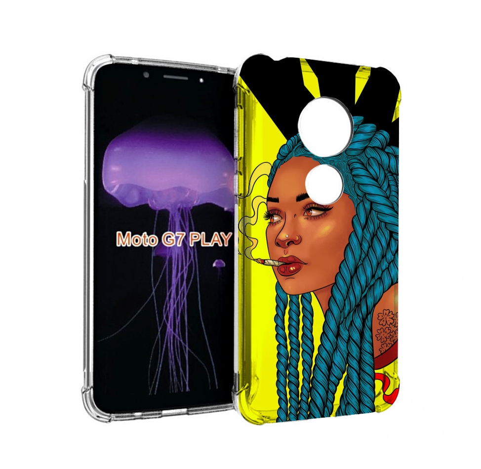 

Чехол MyPads девушка с запутанными волосами синий женский для Motorola Moto G7 Play, Прозрачный, Tocco