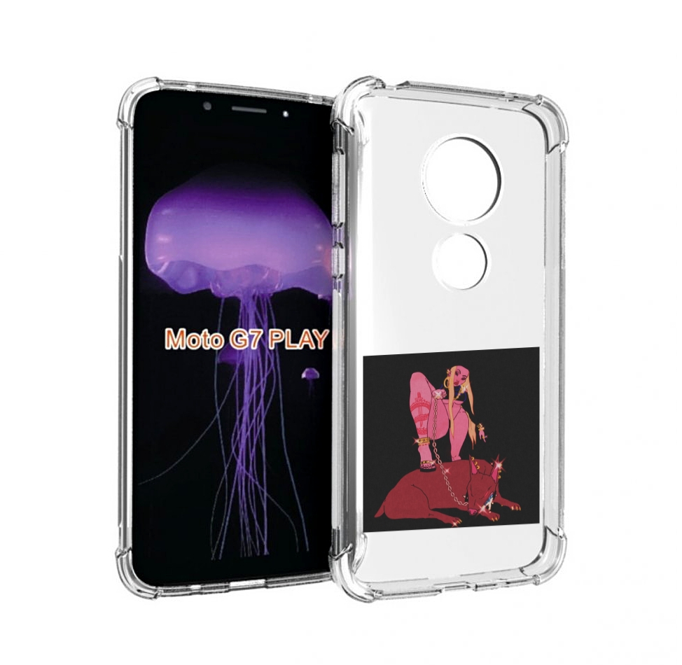 

Чехол MyPads девушка с собакой на цепи нарисованная женский для Motorola Moto G7 Play, Прозрачный, Tocco
