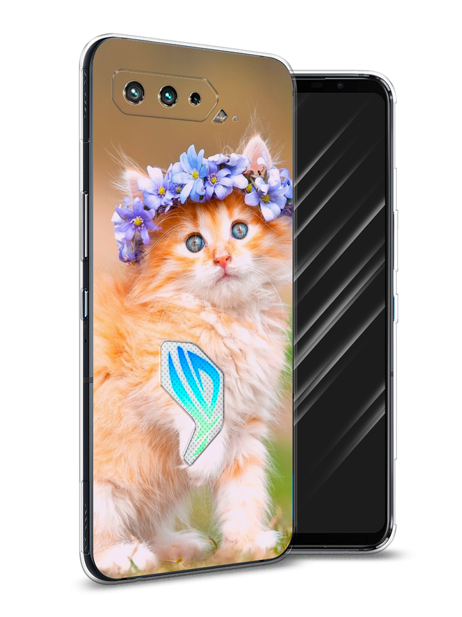 

Чехол Awog на Asus ROG Phone 5S "Рыжий кот в венке", Коричневый;синий, 44550-1