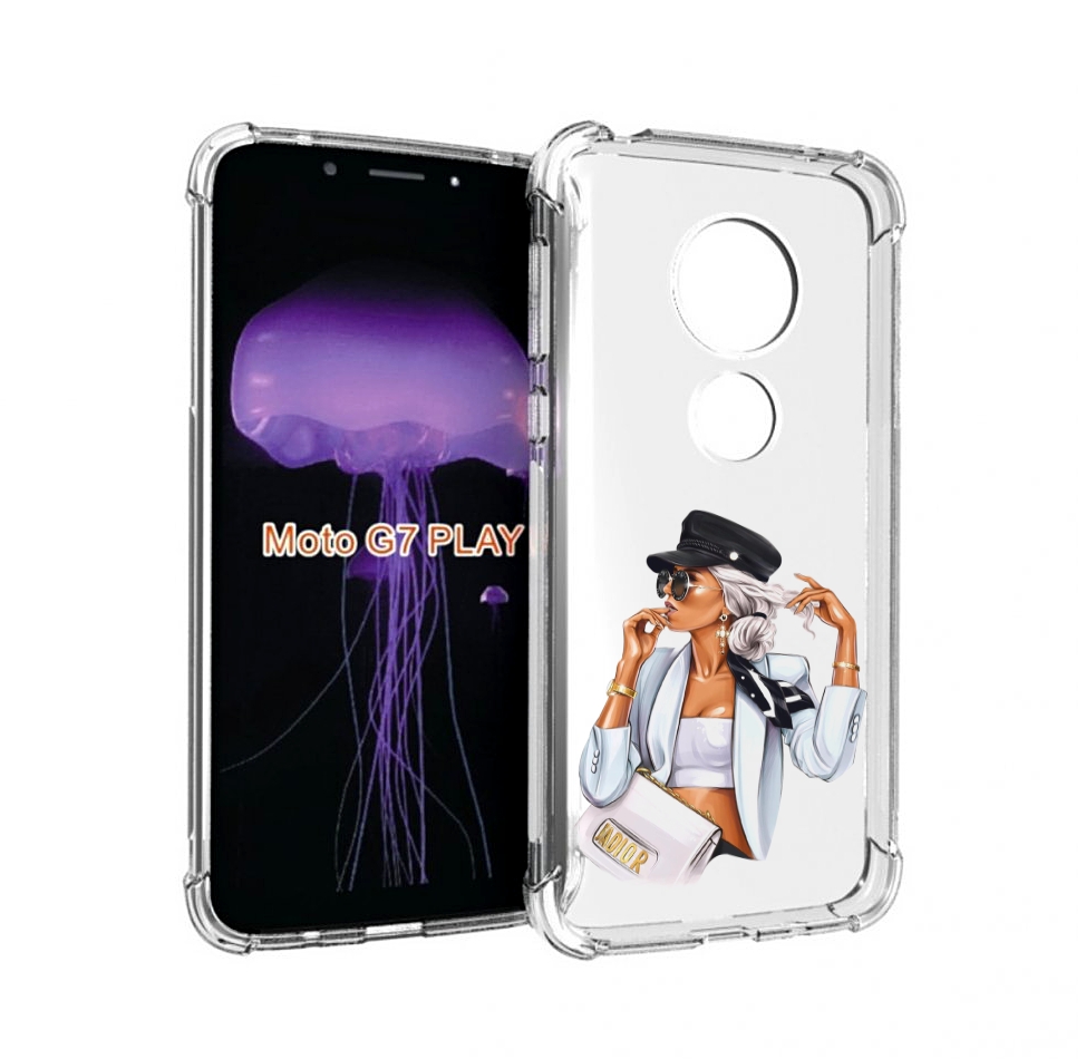 

Чехол MyPads девушка-в-белом-с-модной-сумочкой женский для Motorola Moto G7 Play, Прозрачный, Tocco