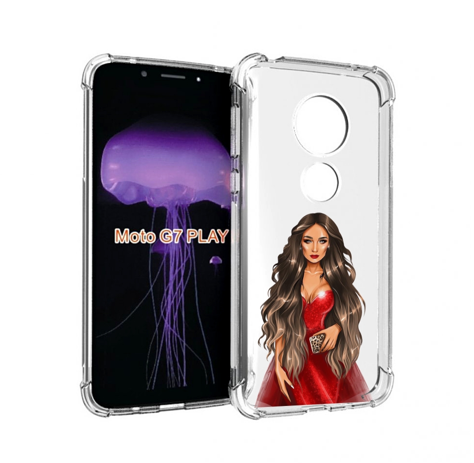 

Чехол MyPads девушка-в-вечернем-платье женский для Motorola Moto G7 Play, Прозрачный, Tocco