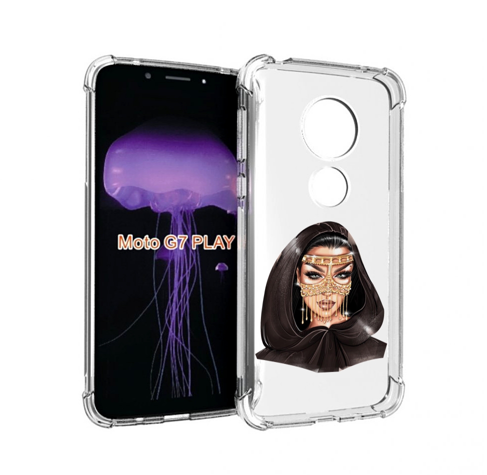 

Чехол MyPads девушка-в-золотой-маске для Motorola Moto G7 Play, Прозрачный, Tocco