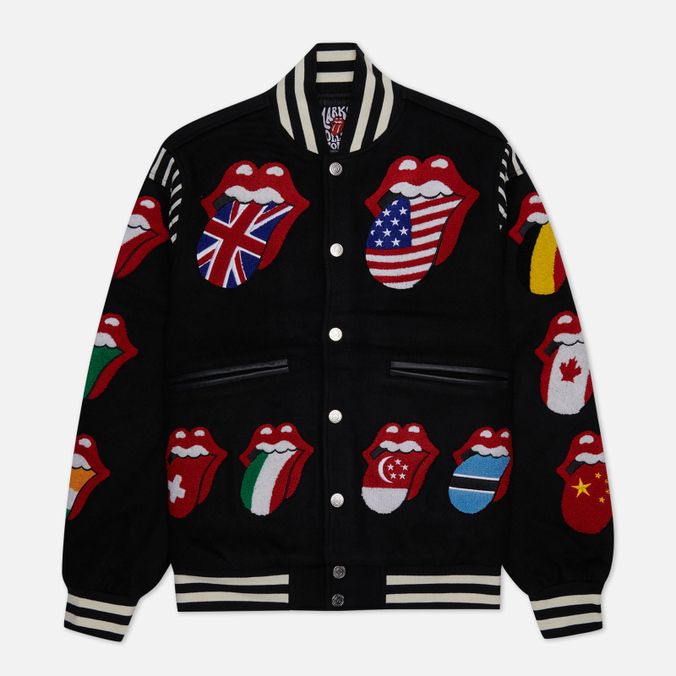 Мужская куртка бомбер MARKET x Rolling Stones World Flag Varsity чёрный, Размер XL