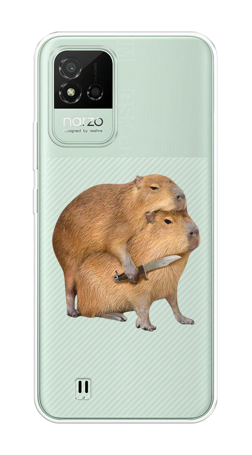 

Чехол на Realme Narzo 50i "Капибара с ножом", Бежевый, 2510050-1